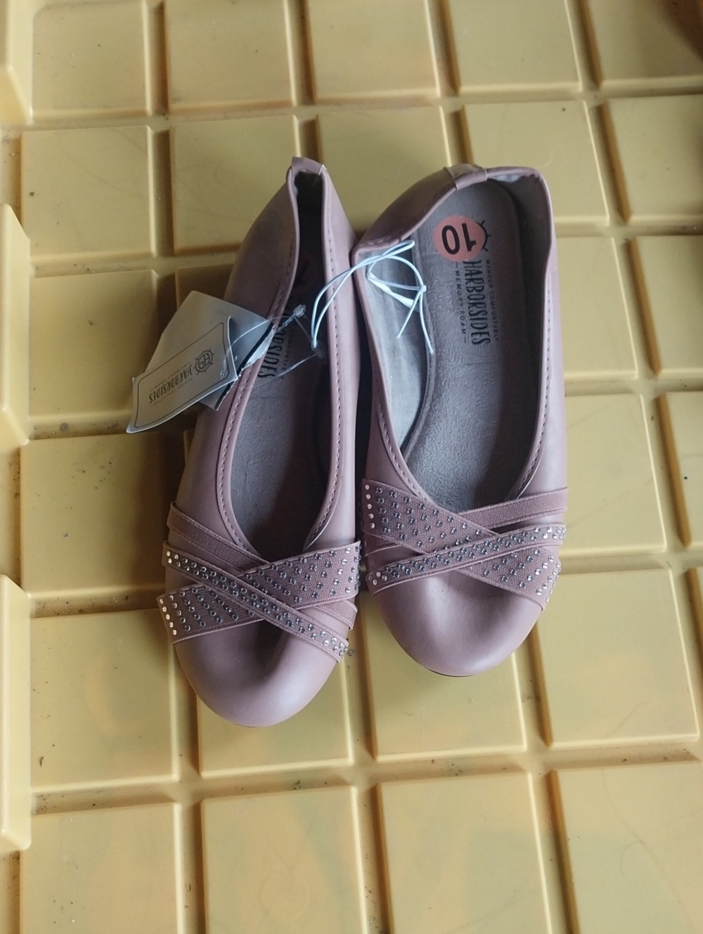 Ladies Pink Crystal-Strap Ballet Flats